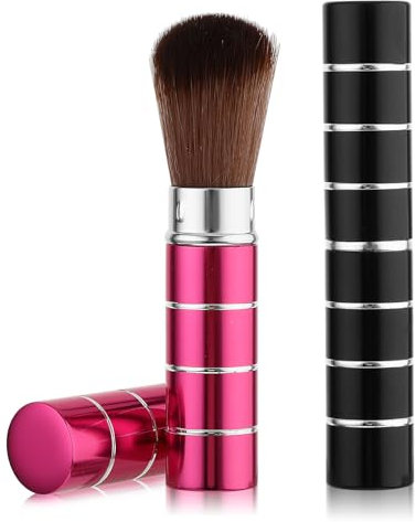 Andibro 2 teiliger einziehbarer Kabuki Make up Pinsel, tragbarer Reise Grundierungspinsel loser Puderpinsel Rouge Make up Pinsel Gesicht flüssige Grundierung Sonnenschutzpinsel erweiterbarer