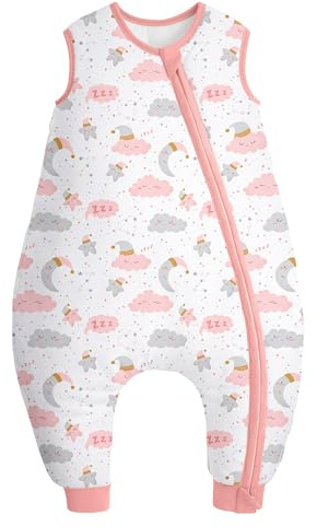 Yoofoss Baby Sleeping Bag with Leg 80cm 100% Cotton TOG 3.5 Winter Toddler Sleep Sack Wearable Blanket for Infant Toddler Pink, 18-36 Months