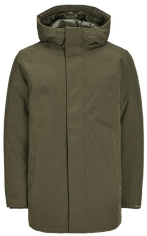 Jack&Jones Plus JJEKEEN PLS - Parka para Hombre, Hoja de Grapa, 3XL, marrón, XXXL