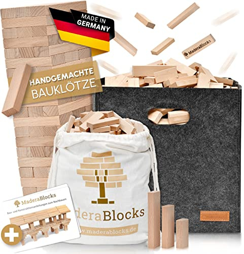 MaderaBlocks® 1.000-3.000 Holzbausteine Natur Für Kitas + 1x Baumpflanzung, 100% Made in Ravensburg Bauklötze Natur Holz Kinder Konstruktions-Spielzeug, Motorik