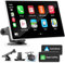 Wireless A-pple Carplay & Android Car, with IPS Carplay Display, Digital Receiver, Siri/G-oogle, GPS Navigation, Bluetooth, Mirror Link, FM, AUX, Touchscreen Autoradio for All Vehicles (9'')