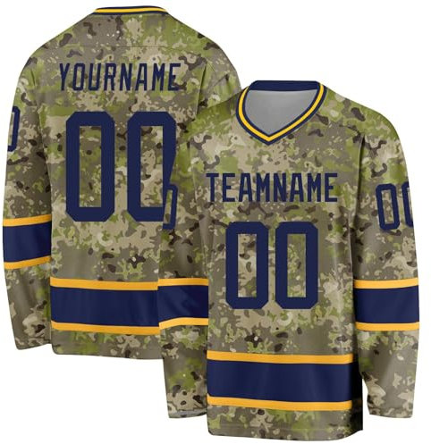 Benutzerdefinierte Hockey Jersey, Camouflage Sport Shirt, Pullover Lange Ärmel, personalisierte Hockey Fans Geschenke für Männer Frauen Jugend Kinder