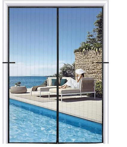 Mückenschutz Tür, Insektenschutz Für Balkontür Hände Frei,Automatisch Verschließen, Fliegentür Balkontür für Balkontür,Terrassentür,Schiebetür,Black-120×200cm