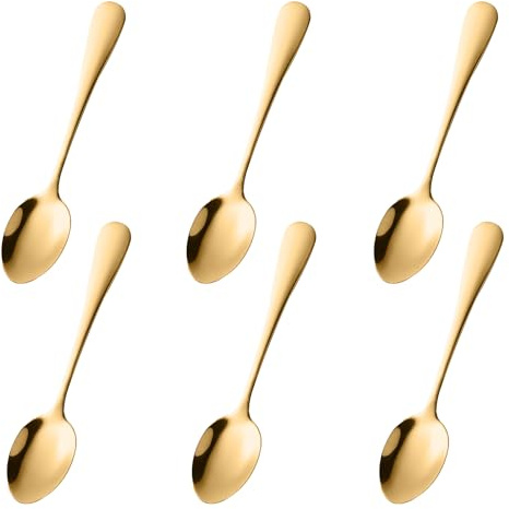 dcieiosul Demitasse Espresso Spoons Set of 6, Gold Stainless Steel Mini Coffee Spoons for Dessert, Tea, Appetizer, Dishwasher-Safe Tiny Stirring Small Teaspoons