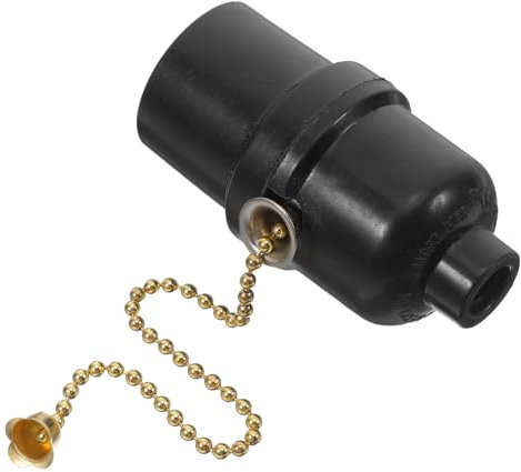 ABOOFAN Portalampada Catenella E26 in Stile Vintage Bachelite e Metallo Nero Interruttore a Catena di Trazione Facile Installazione