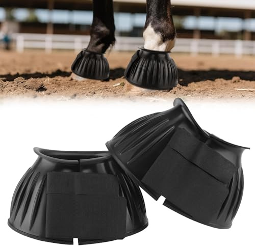 1 Pair Horse Bell Boots Protect Against Hoof Impact Trauma Rubber Bell Boot for Horse Cute Horse Boots Horse Care Boots (Large)