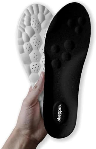 Original Stepprs Comfort Shoe Insoles for Men Women Adjustable Size 4D Memory Foam Cloud Soles Arch Support Improved Posture (Black, EU 41-42 (UK Men 7.5-8.5|UK 9-10))