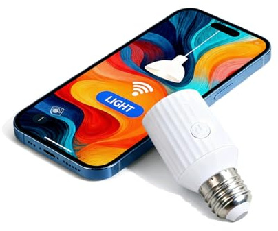 LoraTap Adattatore portalampada Wi-Fi intelligente, controllo vocale Alexa/Google, gruppi e timer su Smart Life, potenza max 60 W, compatibile lampade a incandescenza, E26/E27