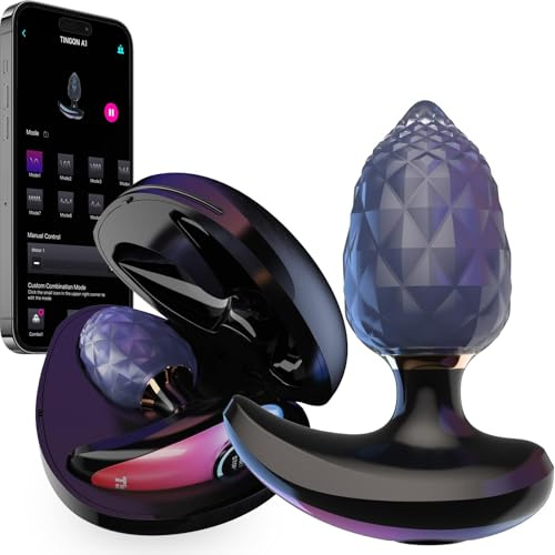TINGON Weighted Anal Vibrators Big Butt Plug, 1.6 Inch APP Anal Plugs for Women Men Textured Silicone Prostate Massager Anal Sex Toy for Couples or Solo, Adult Toys BDSM Gift for Man