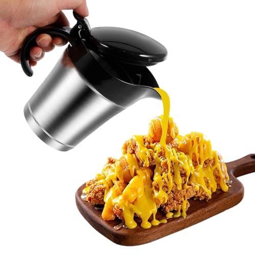 Generico Salsiera - Pentola da portata da 450 ml per sugo con coperchio, salsiera in acciaio inossidabile per buffet di insalate, matrimoni, feste, cucine, catering