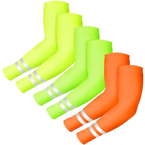 DIELOVEHUA 3 Paires Manchettes Bras Femme Homme, Manchettes de Bras Sport, Manches de Protection Solaire UV en Soie Glacé, Élastique Respirant, pour Running Cyclisme Golf Activité en Dehors