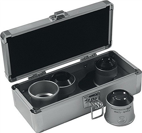 Schweizer Profi-Set Uhrmacherlupe Tech-Line 6X, 8X, 10x, 15x in Aufbewahrungsbox Tech-Line