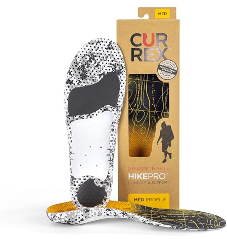 CURREX HikePro Insoles for Hiking Boots & Shoes – Shock Absorbing Inserts to Help Reduce Fatigue and Increase Performance – Anti-slip Heel Surface for Stability – For Men & Women – Medium Arch, Medium