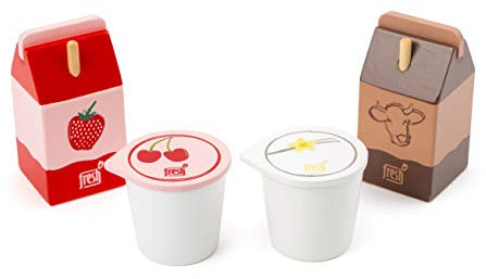 Small Foot Company-11440 Conjunto de Productos lácteos Fresh, de Madera, Roles, Tienda de Accesorios y Cocina Infantil juguetes, Multicolor (11440) , color/modelo surtido