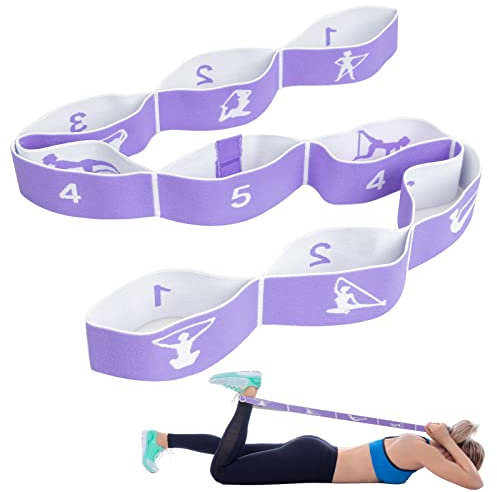 CLOPAE Yoga Stretching Band,Fitnessbänder Band Yoga Stretch Gurt mit 9 Schlaufen, Hochelastischer Gymnastikband, Upgrade Erweitern Yoga Stretching Strap Effektives Dehnung