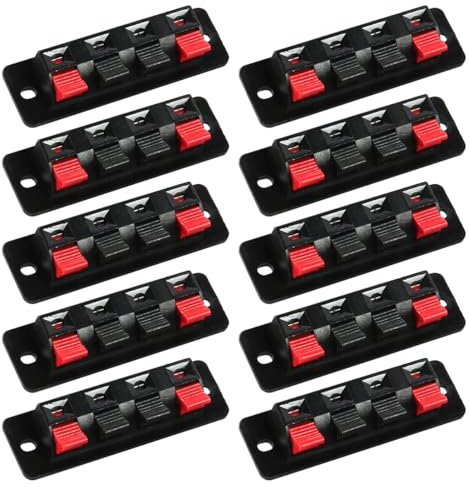 Tiardey 10 Stück Hochstrom 8 A Kapazität, 4-Wege-Stereo-Lautsprecher-Anschlussklemmen Klemmleistenblock Federklemmen Verbindungsklemme