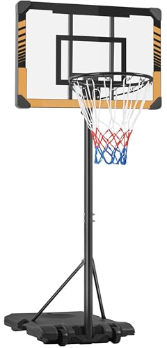 Yaheetech Basketställ basketkorg med hjul basketanläggning för inomhus eller utomhus höjdjusterbar korgställning stativ kan fyllas med vatten eller sand