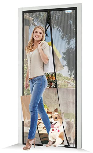 JOY2SEE Fly Screen Balcony Door Magnetic 125 x 200 cm, Upgraded Version Fly Screen Door, Black Magnetic Curtain, Insect Protection, No Drilling Required