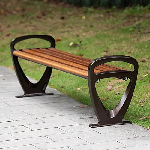 Utomhus metallbänk Trädgårdsbänk Uteplats, 2-3-sits trädgårdsbänk, zinklegering utomhusträdgårdsbänk, utomhusbänkar väderbeständig, stolyta imiterad träkorndesign, för trädgård (storlek: 150