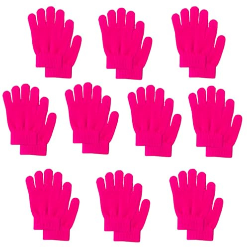 Alytimes 10 Pairs Magic Stretch Gloves, Unisex Kid's Warm Gloves Knitted Full Fingers Gloves(3-10 Years)