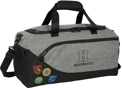 HARRY POTTER HOUSE OF CHAMPIONS - Bolsa de Deporte, Mochila, Ideal para Niños de Diferentes Edades, Cómoda y Versátil, Calidad y Resistencia, 50x25x25 cm, Color Gris Melange/Negro