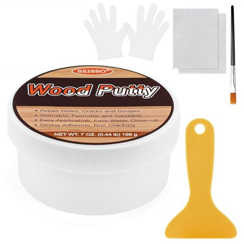 SEISSO 200g Masilla de Madera Gris, Masilla Decorativa para Madera, Masilla en Pasta Tapagrietas para Rellenar Agujeros, Grietas, Kit de Reparación de Parquet
