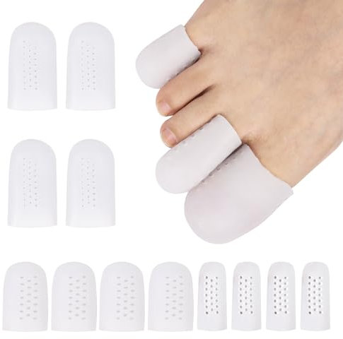 12 Stück Gel Zehenkappen,Zehenschutz für große Zehen Silikon Atmungsaktive Zehenschutz für Blasen,Hühneraugen,EingewachseneZehenngel,Schmerzlinderung und mehr
