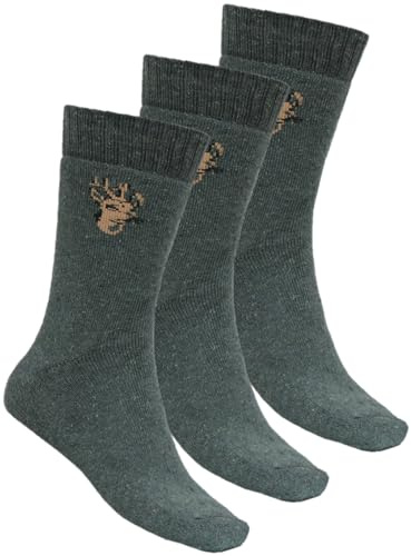 La Chasse® Thermo-Jägersocken mit Motiv Rehbock im 3er-Pack Jagdsocken für Damen und Herren von Oefele Jagdbekleidung (DE/NL/SE/PL, Numerisch, 43, 46, Regular, Regular, Oliv/Grün)