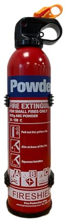 Small 600g ABC Dry Powder Aerosol Fire Extinguisher - Multi Purpose Extinguisher Great for Home & Vehicle Use - FireShield (600g Fire Extinguisher)
