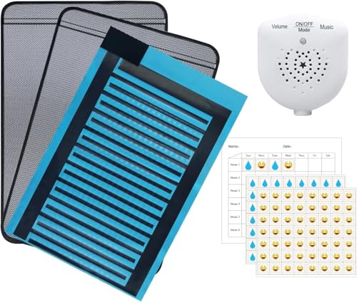 Bettnässen Alarm Pad für Jungen und Mädchen, USB Wiederaufladbar, Pee Alarm mit Musik Optional und Lautstärkeregler, Töpfchentraining Harnmatte für Kinder, Schwarz