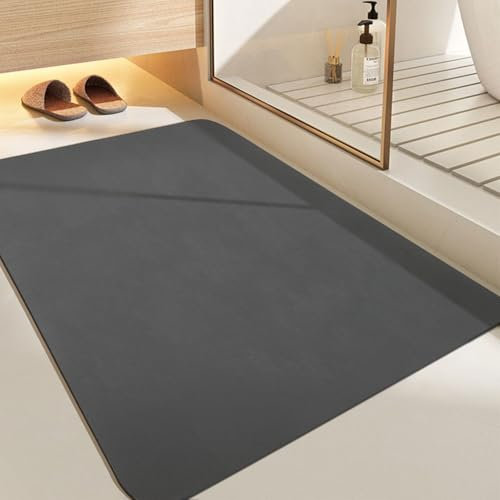 SARTNP Badematte Rutschfester Absorbierender Badezimmerteppich, Schnelltrocknende Badematte, Badvorleger rutschfest Waschbar (Dunkelgrau(Rechteckig), 40 x 60 cm (Rechteckig))