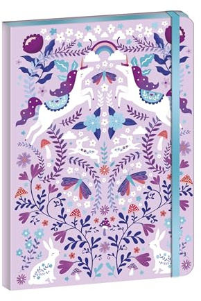 Janod - Taccuino con Elastico - 144 Pagine - Tema Unicorno - Formato A5 - Cartoleria - Regalo di Cartoleria Unicorno per Ragazza - 6 Anni e + - J08932