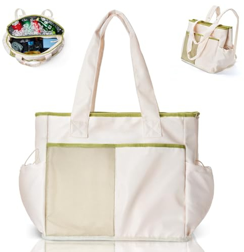 Odoland Grand Sac Isotherme Étanche pour Femme 2 en 1 avec Espace Réfrigéré et Espace de Rangement, Sac Fourre-Tout Isotherme Durable, Deux Façons de Porter pour Plage, Pique-Nique, Camping, Voyage