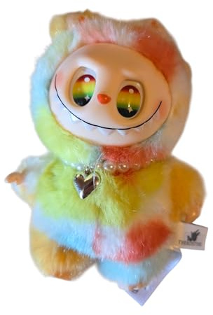 Bijoux.Natheve Rainbow Plush Toy with Holographic Eyes and Heart Pendant, Multi-Colour
