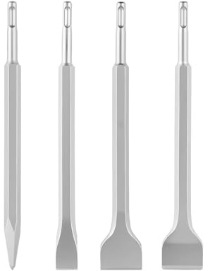 VEVOR Juego de Cinceles SDS Plus, 4 Piezas, Accesorios para Martillo Perforador SDS Plus, Cinceles Planos y de Punta para Herramientas Eléctricas, para Azulejos Baldosas Ladrillo Hormigón Mampostería