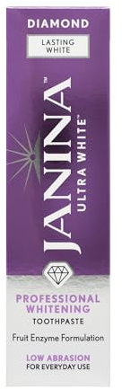 Janina Ultra White 75ml Diamond Lasting White Toothpaste | Natural Fruit Enzyme Whitening | Stain Removal & Plaque Control | High Gloss Shine | Vegan & Cruelty Free