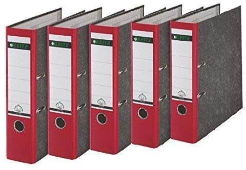 Leitz hochwertiger Ordner 180°, breit | 5er Pack, rot, 1