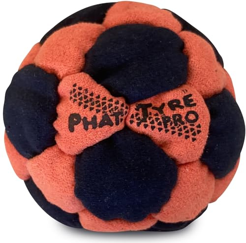 DIRTBAG PT Pro 32 Panel Footbag, Flying Clipper Original Design, Steel Pellet Filled for Maximum Control Handsewn - Orange/Black.