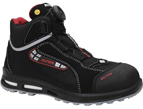 ELTEN Sicherheitsschuhe Sander XXT Pro BOA ESD S3S, Damen und Herren, Textil, Kunststoffkappe (Leichter als Stahlkappe), leicht, sportlich 43, Schwarz-Rot