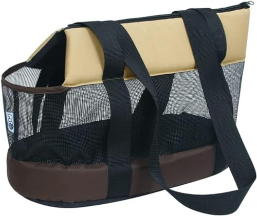 SANGOGO Zaino Cane Piccola Taglia, Traspirante Trasportino Estivo Portatile for Animali Domestici， Borsa a Tracolla (Coffee, S)