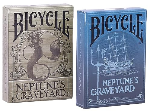Neptune’s Graveyard Bicycle Pirate Ship & Mermaid Playing Cards - Premium Quality, Ideal for Pirate Parties, Ocean-Themed Decorations & Gifts - 2-Pack Set