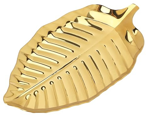 Gold Leaf Spoon Rest for Kitchen Counter and Stove Top, 6.7inch Stainless Steel Utensil Rack, Coffee Spoon Holder, Dessert and Jewelry Storage