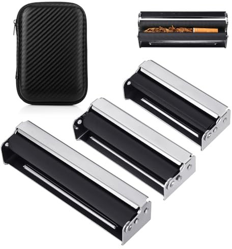 FINEASY 3 Stück Drehmaschine Zigaretten, 70mm+78mm+110mm Joint Drehmaschine Zigarettenstopfmaschine, Tabak Drehmaschine Joint Stopfmaschine für Zigaretten, Rechteckiger Organizer mit Strohmattenmuster