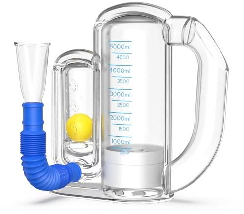 Breathing Exercise，Deep Breathing Device for Adult Lung Trainer Breathing Exerciser Lung Respiratory Device 5000ml Volume, Incentive Spirometer for Adult