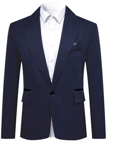 YOUTHUP Casual Sports blazer för män, lättvikt, normal passform, 1 knapp, affärskostym, jacka, marinblå, 3XL