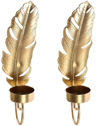 Alipis Wall Mounted Candle Holder Set of 2 Metal Leaf Design Sconces for Home Decor and Party Supplies Suitable for Tealight Candles
