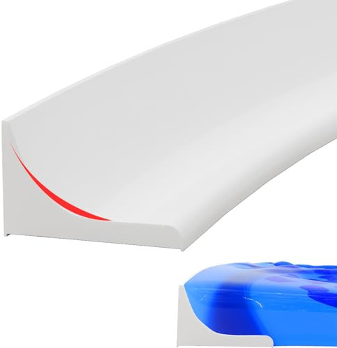 Seuil De Douche Barrage D'eau Pliable，1.5 m Silicone Barrière de douche Autocollante,Joint Porte Douche Barrage de douche Anti Débordement pour Baignoire,La Cuisine Et La Salle De Bain,Blanc