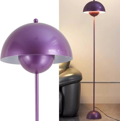 Alpinaluz Golvlampa med välvd parabolskärm: Klassisk, modern och nordisk, perfekt för vardagsrum och matsal med E27 bas (lila)