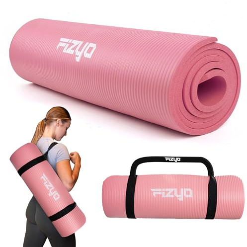 Fizyo Tappetino Yoga antiscivolo per yoga ginnastica e pilates in schiuma NBR tappetino fitness spesso per allenamento ed esercizi a casa 190 x 60 x 1,5 cm, Rosa
