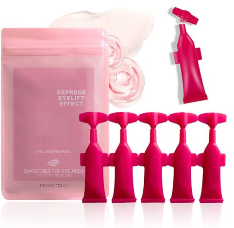 Augencreme gegen Tränensäcke & Fältchen, Eye Cream Augenringe Entfernen, Tränensäcke Weg in 2 Minuten, Anti-Aging Augencreme gegen Augenringe, Augenpflege Multieffekt, Straffende & Glatte Augen, 5x1ml